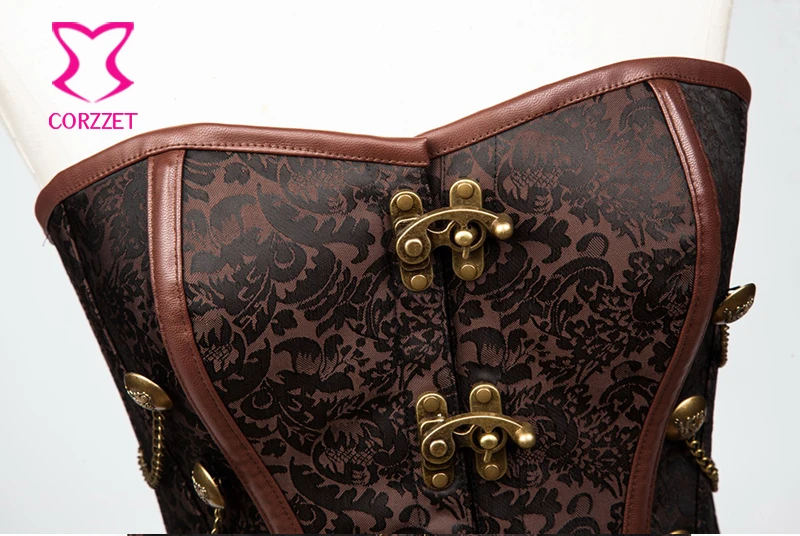 Женский костюм в стиле стимпанк Коричневый корсет со стальными костяшками