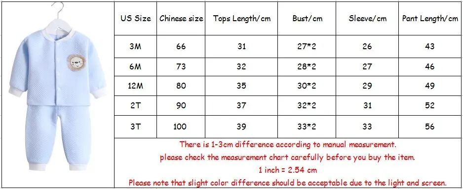 Теплый хлопковый комплект одежды для малышей Пижама с рисунком льва маленьких