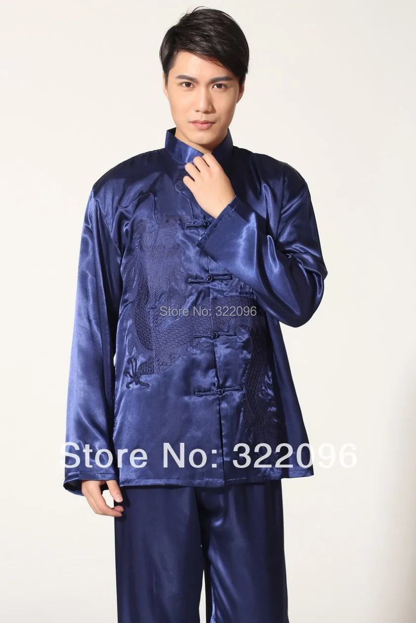 Мужской комплект одежды с вышивкой дракона из Шанхайской истории костюм кунг фу