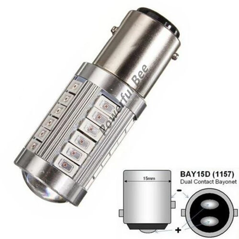 2 x BAY15D/1157 33SMD 15 Вт холодный белый красный автомобильный мотоциклетный цикл