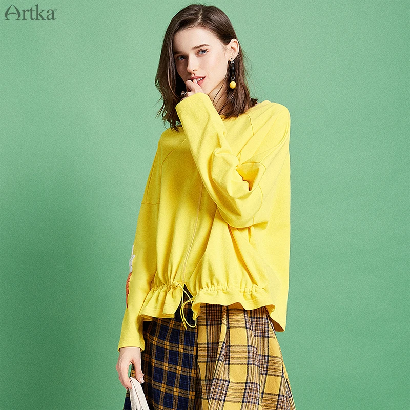 Женский свитер ARTKA повседневный свободный с длинным рукавом и принтом в виде букв