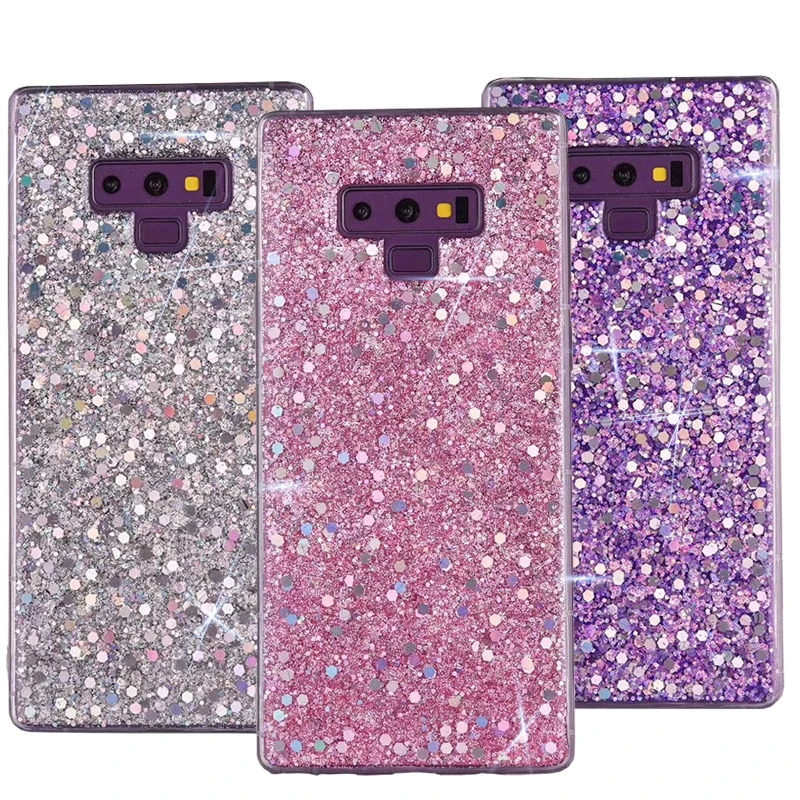Чехол для телефона с блестками Samsung Galaxy S8 S9 Plus A6 A8 J6 J7 2018 S7 Edge A3 A5 A7 J3 J5 2017 Note 9