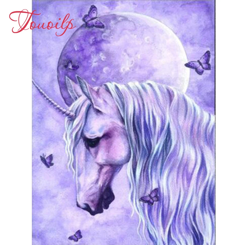 

TOUOILP diamond embroidery portrait Unicorn butterfly moon 5d diamond painting cross stitch picture of rhinestone crafts mosaic