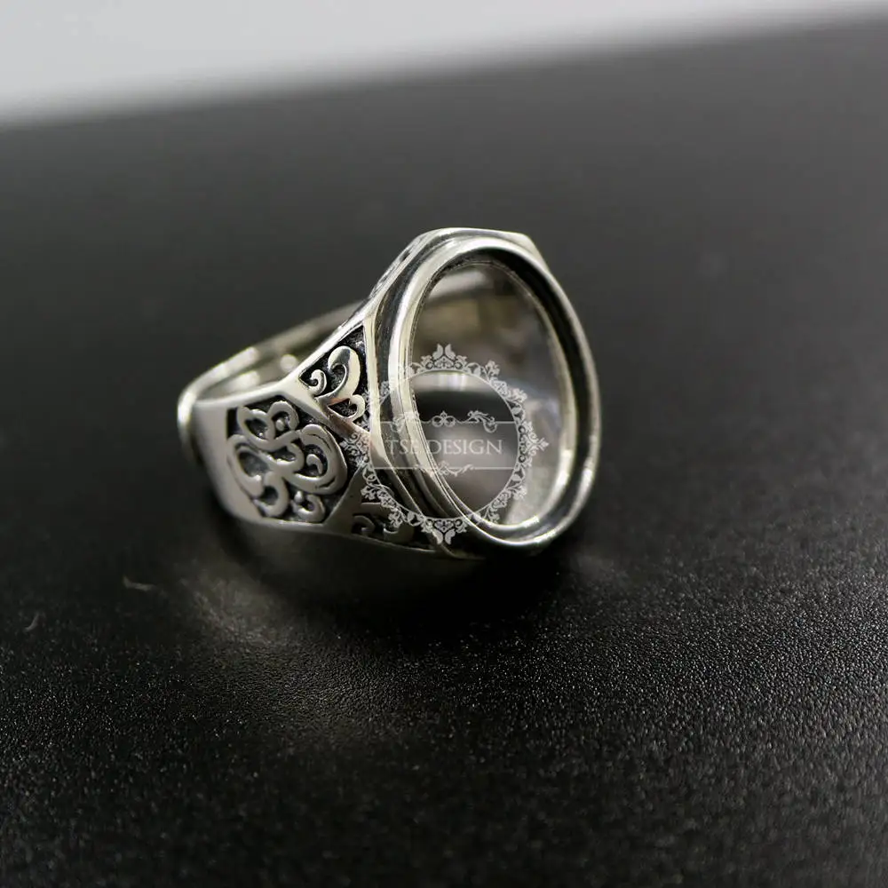 

13x18MM oval 925 sterling silver ring bezel basic ring size diameter 18.5mm DIY adjustable ring setting 1223082