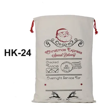 HK-24 1 шт. мешки Санта-Клауса рождественские подарочные сумки смешанные стили большой мешок Санта-Клауса рождественские холщовые Сумки на шнурке детские игрушки вечерние украшения - Цвет: HK-24