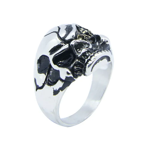 Новинка 2018 Крутое стильное Золотое модное кольцо с черепом из нержавеющей стали