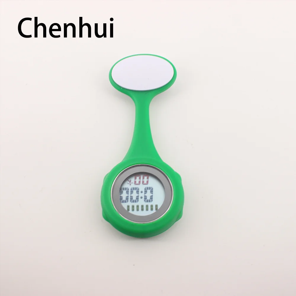 Relogio reloj цифровой дисплей циферблат Clip-On Fob медсестра брошь булавки повесить карман электрические часы карманные часы - Цвет: green