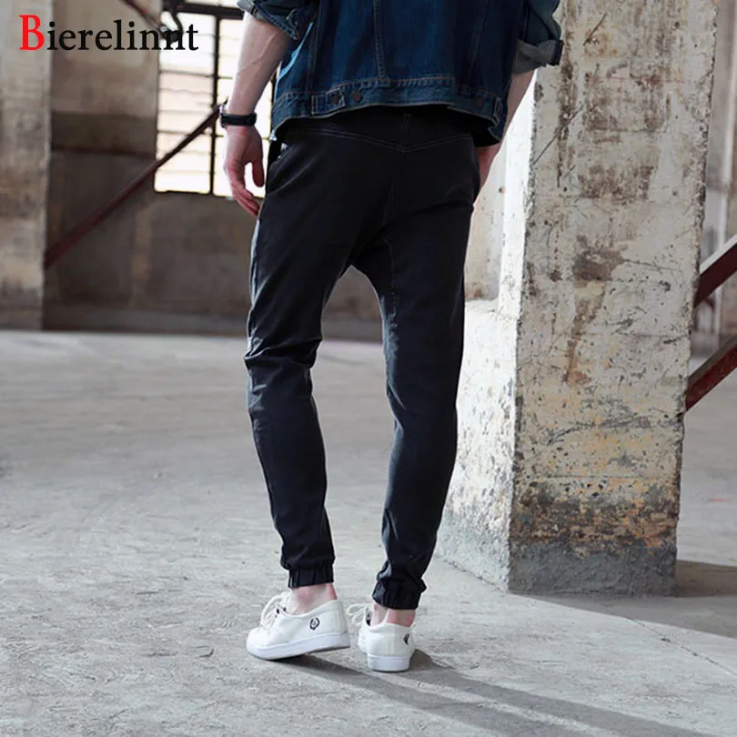 Летние черные штаны шаровары мягкие удобные прямые Slim Fit джинсы Мужчины 2017 Лидер