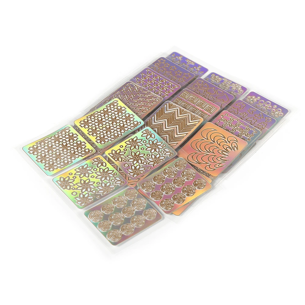 ELECOOL 6 листов цветной смешанный 3D дизайн ногтей полый Трафаретный трафарет