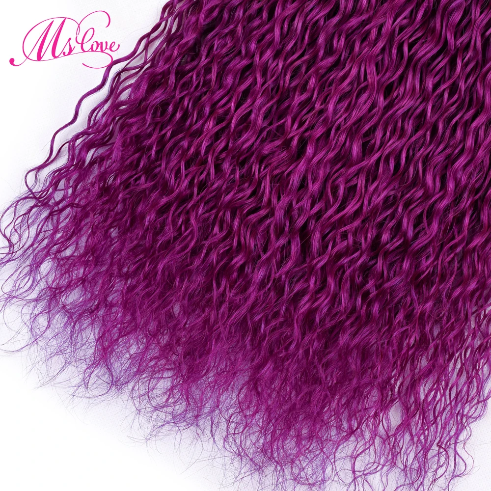 MS Love фиолетовые пучки с закрытием перуанские вьющиеся волосы волос Remy