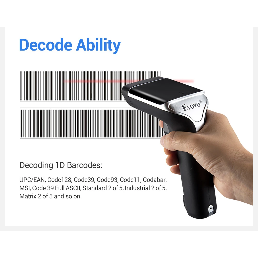 EYOYO EY 007S 1D 2 4 ГГц Беспроводной usb cканер штрихкода проводной лазер Свет бар сканер