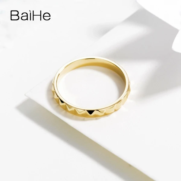 BAIHE Solid 14K желтое золото(AU585) сертифицированные обручальные женские модные ювелирные изделия элегантные уникальные модные кольца