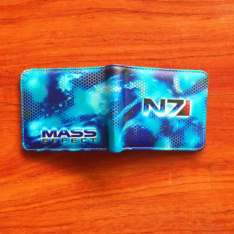 N7 Mass Effect бумажник PU Короткие Кошелек двойного сложения качество держателей карт