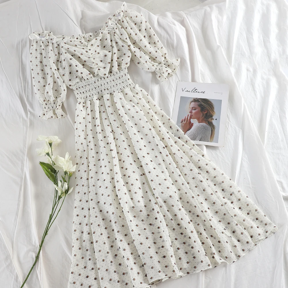 SKOONHEID Для женщин с открытыми плечами в платье горошек летние французский