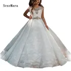 Платье для девочек, белое, с цветочным принтом, кружевное, для первого причастия