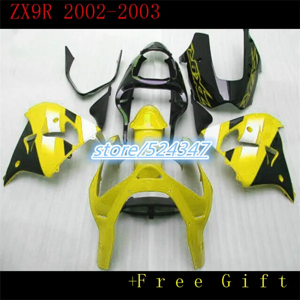 

yellow black High quality plastic fairing kit for Kawasaki ZX9R 02 03 fairings set ZX9R 2002 2003