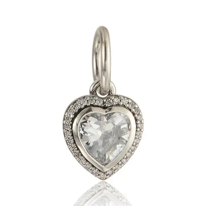 Подвеска Шарм сердце из серебра 925 пробы с фианитами|heart charm pendant|heart charmcharm pendant |