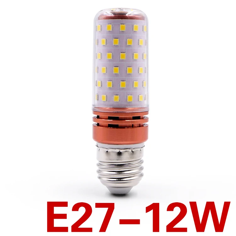 E27 12W EnwYe E27 E14 Светодиодный светильник-кукуруза, настоящая мощность, 9 Вт, 12 Вт, SMD2835, 220 В, 240 в, кукурузная лампа, люстра, свеча, светодиодный светильник для украшения дома - Испускаемый цвет: E27 12W