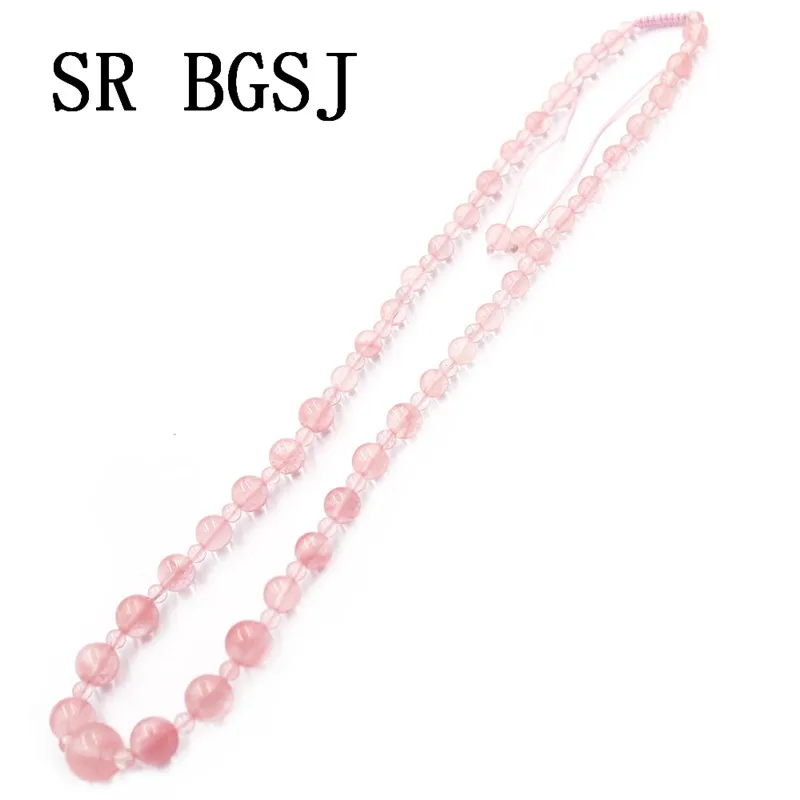 Free Shipping 4-12mm Cherry Quartz Graduated Natural Gems Genuine Stone Beads Adjustable Women Necklace 18&quot | Украшения и