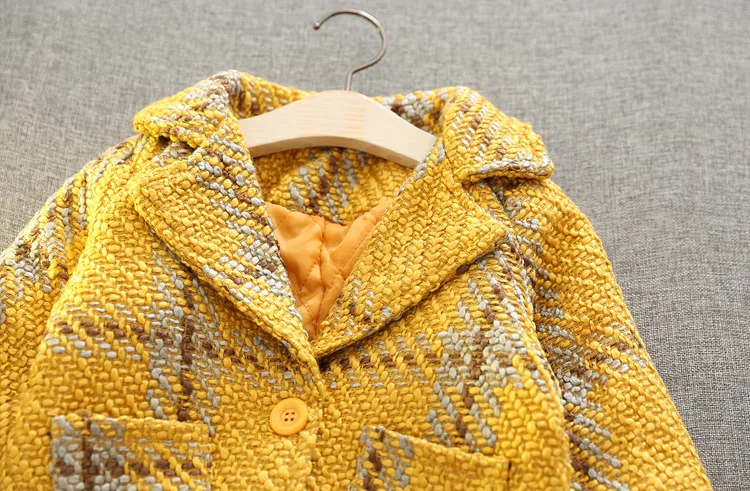 2017 модное зимнее пальто для маленьких девочек клетчатый блейзер детское на