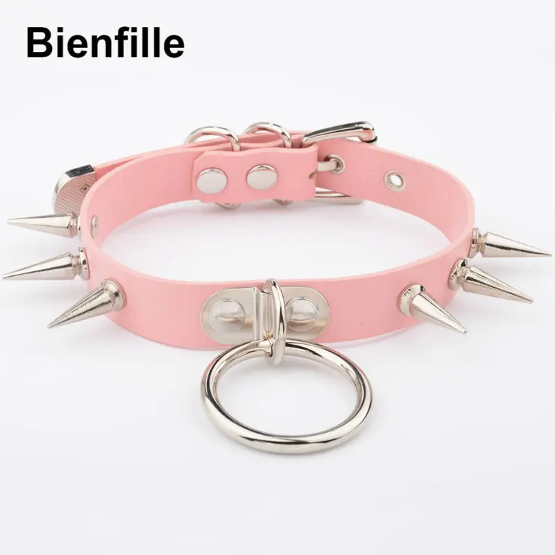 Ожерелье чокер из натуральной кожи в готическом стиле|choker silver|spiked collarleather choker |