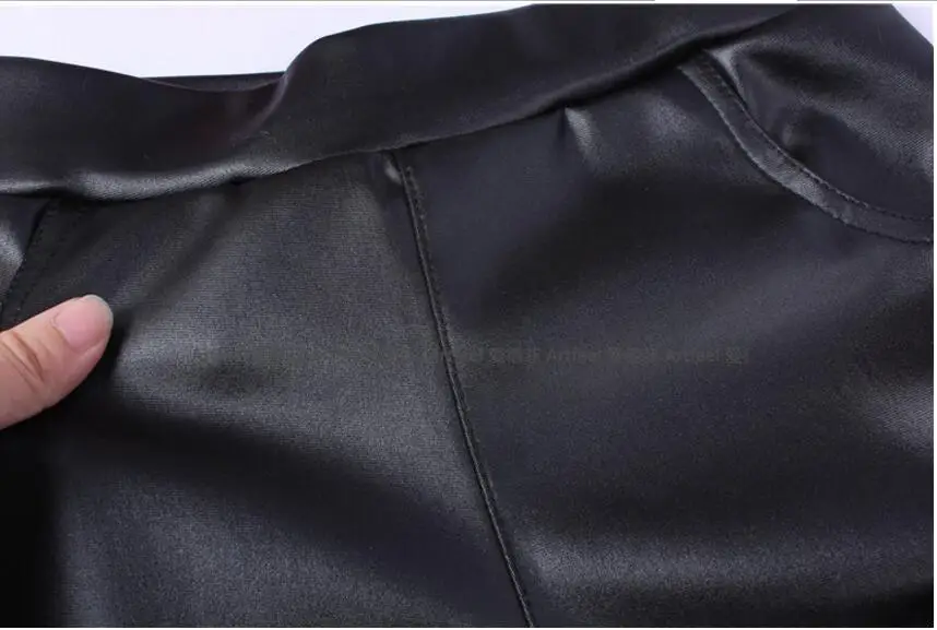 

New women Leggings Woman Pencil Pants Elastic Wast Slim Faux Leather Trousers Plus Size XL-5XL Y063