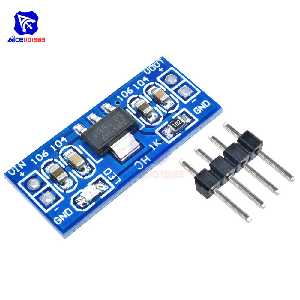SMD AMS1117 DC-DC Step Down Buck Converter Power Supply Module DC 4.75-12V to 1.2V 1.5V 1.8V 2.5V 3.3V 5.0V for Arduino
