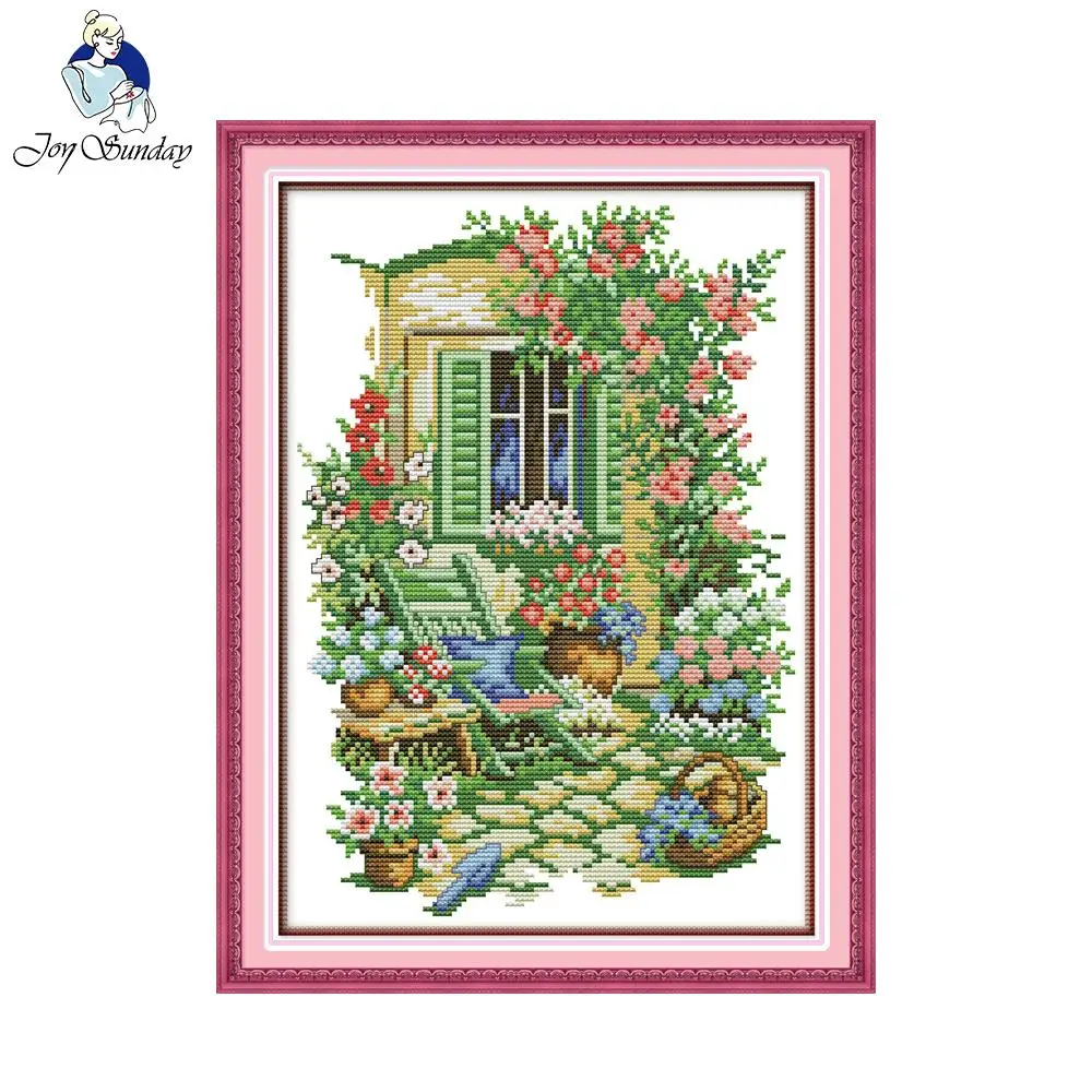Набор для рукоделия Joy Sunday Garden вышивки крестом с точным печатным рисунком