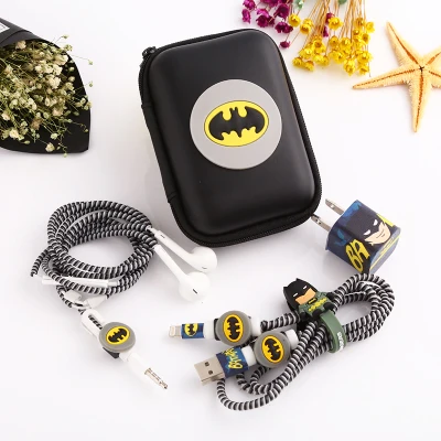 Милый мультяшный защитный набор USB кабеля для наушников с футляром намотка