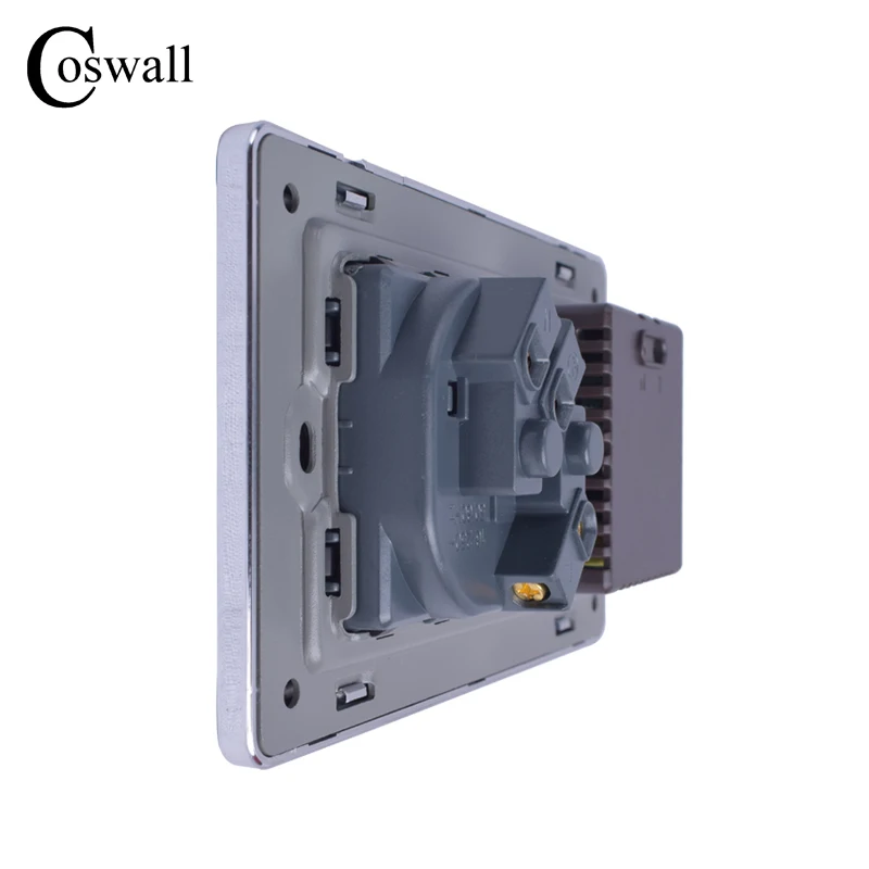 COSWALL настенная розетка, стандарт ЕС, розетка с двойным USB, умный индукционный порт зарядки для мобильных 2.1A, кристальная стеклянная панель