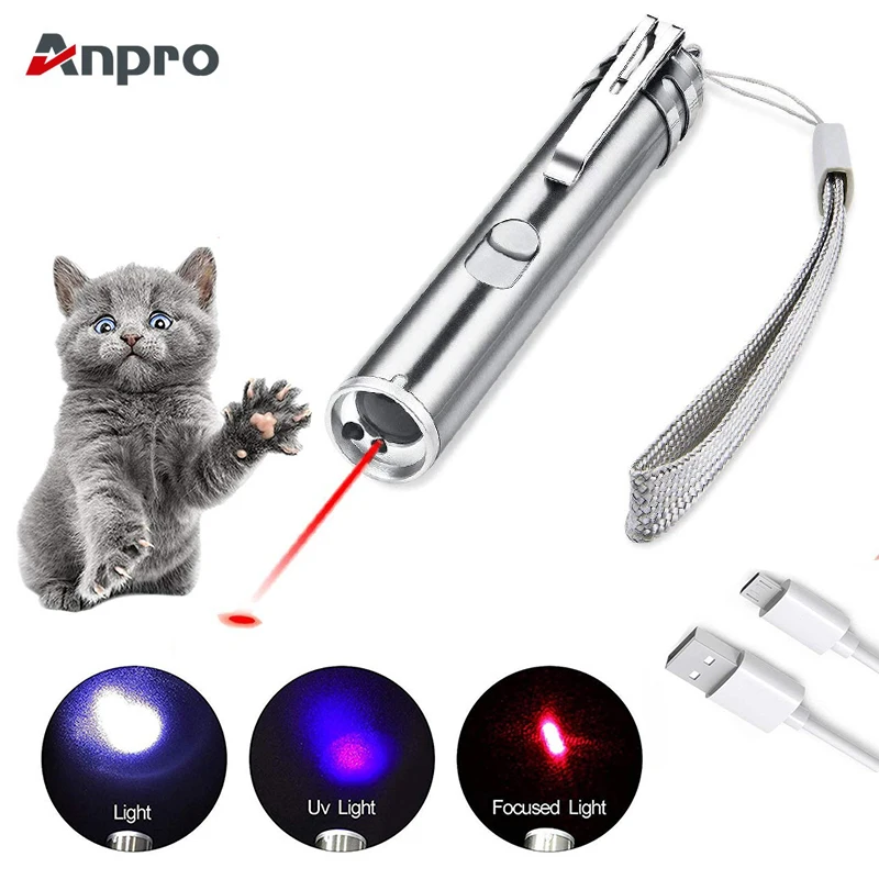 Anpro USB Перезаряжаемый светодиодный лазерный УФ ручка-фонарик многофункциональная лампа для проверки маркеров 2 стиля