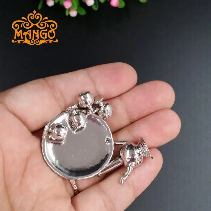 

Classic toys 1:12 dollhouse miniature models Metal wine tea set good texture