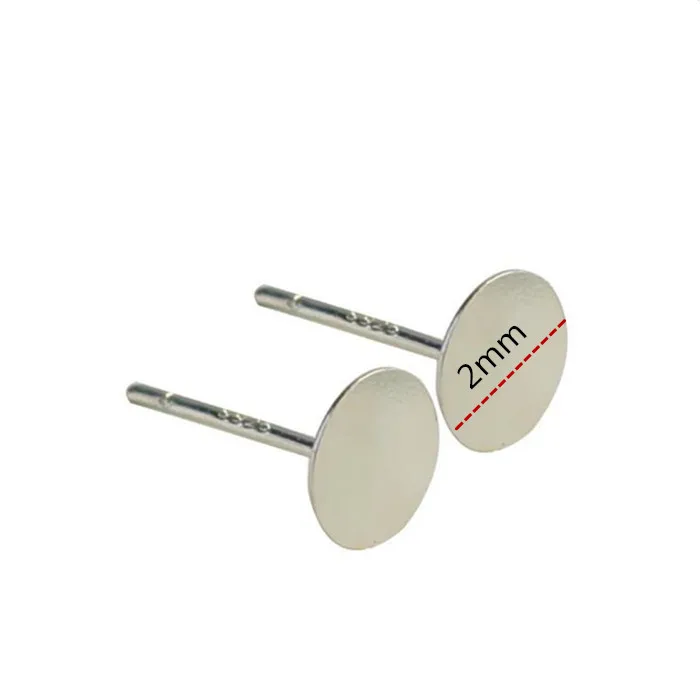 2mm 925 пробы Серебряные Пустые Серьги Шпильки для ювелирных изделий компонент Кабошон Установка база 2 3 4 5 6 8 мм пусковая серьга шпильки - Цвет: 2mm