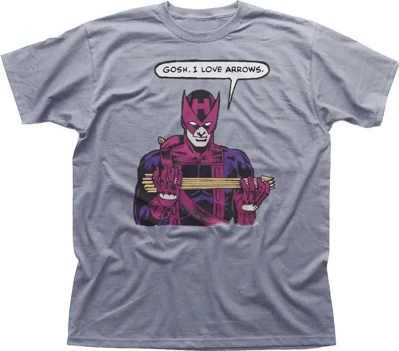 HAWKEYE Мстители Собрать Гоша я люблю стрелы забавные Хизер хлопковая Футболка 9972