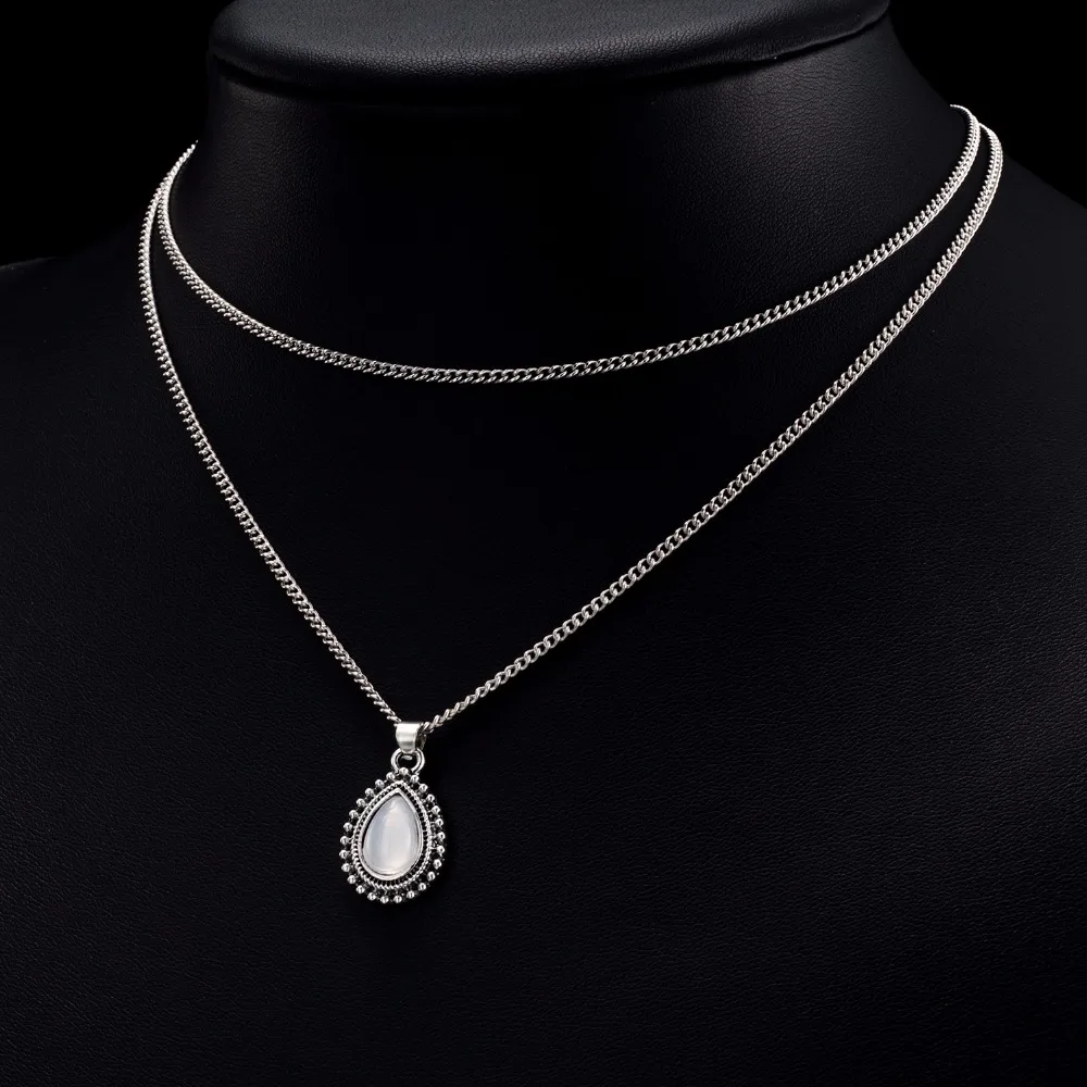 FAMSHIN Новое модное ожерелье с двумя рожками полумесяцем в форме капли воды