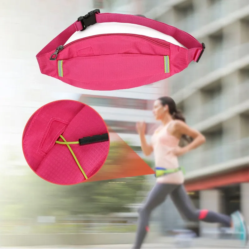 

Outdoor Sports Portable Waist Multicolor Small Bag Waterproof Nylon Running Unisex Pack With Headphone Hole Design
