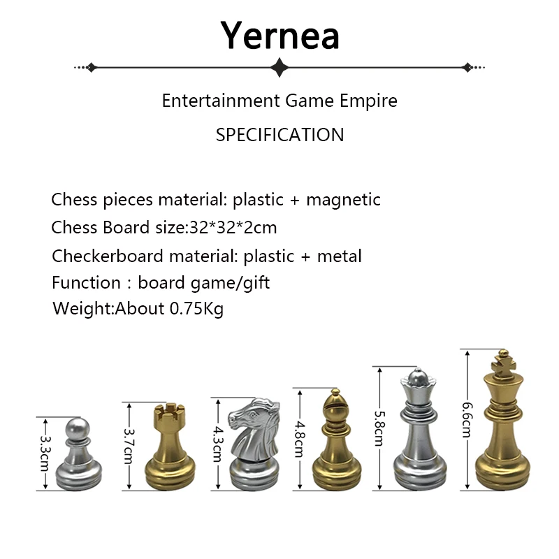 Yernea настольные игры золотые и серебряные сильные магнитные пластиковые Шахматы