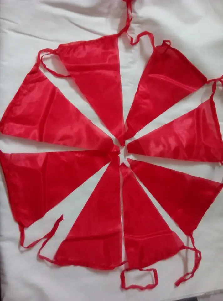 

60 M/120 Red Flags string banner triangular flags birthday party supplies atmosphere layout Red Fabric Bunting flags Red wedding