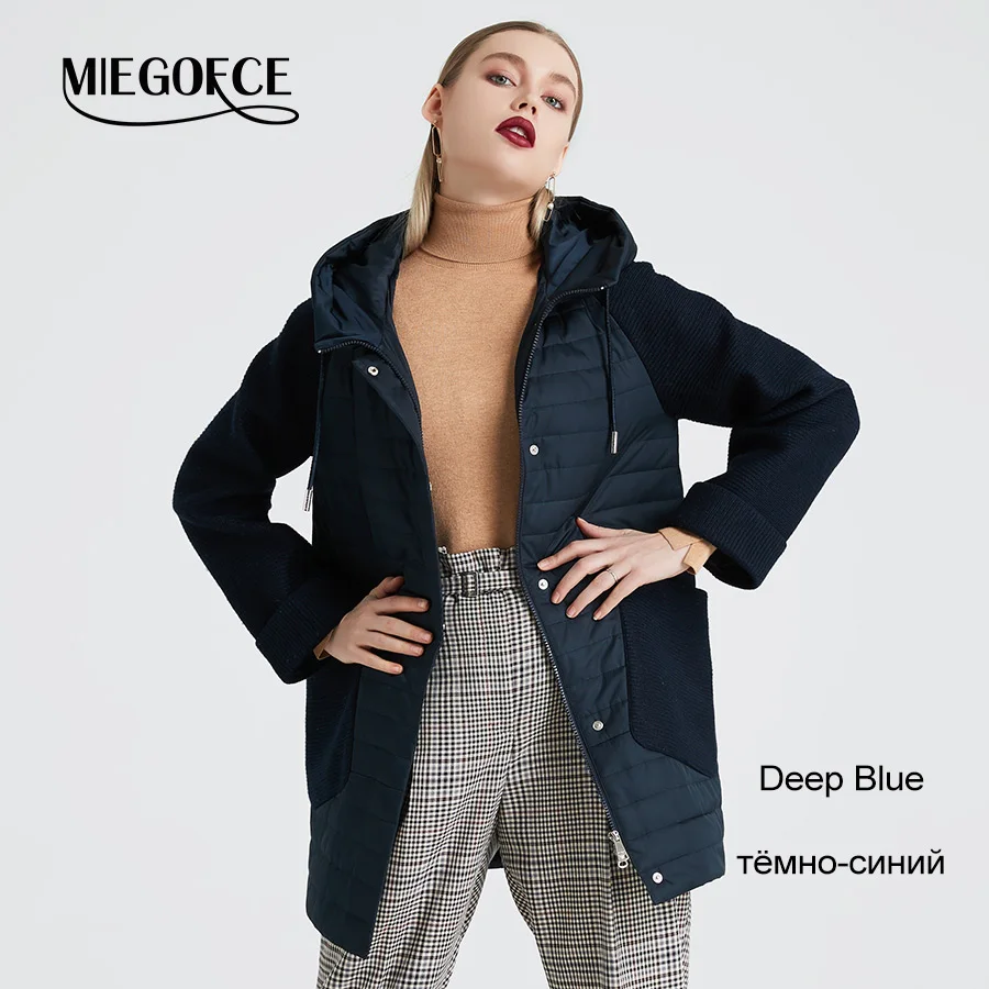 605 Deep Blue MIEGOFCE Новая весенне-осенняя коллекция пальто Женская весенняя куртка с капюшоном горячая - Цвет: 605 Deep Blue