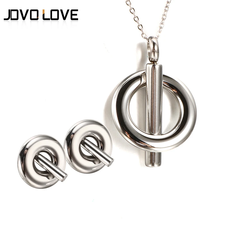 Круглый Кулон покрытый Серебряный Цвет кулон ожерелье серьги Ювелирные наборы