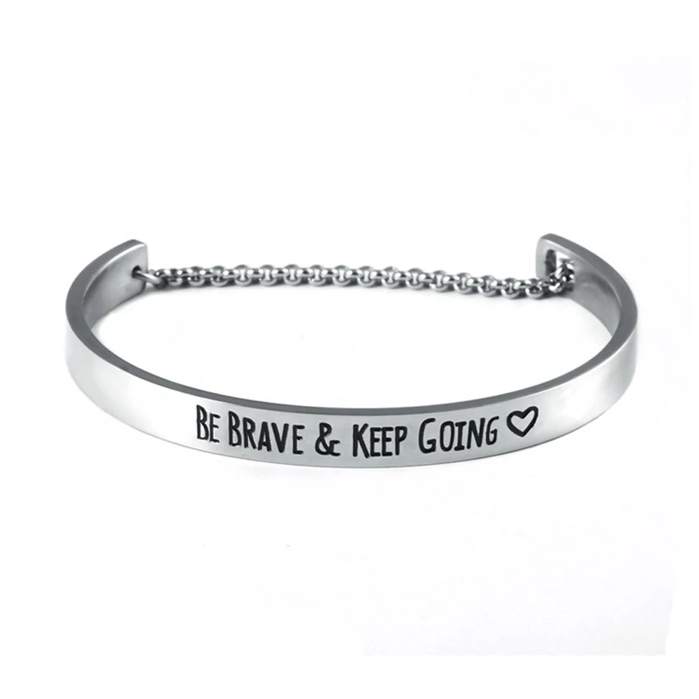 Браслет с гравировкой Be brave and keep going для любителей вдохновляющий браслет мужчин и
