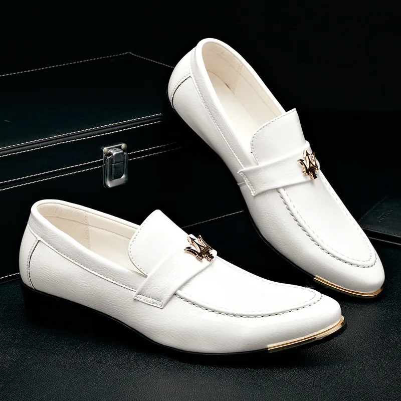 Luxury Patent Leather Men Driving Loafers Pointed Toe Slip On Flat Business Shoes Office Oxford Dress D | Обувь