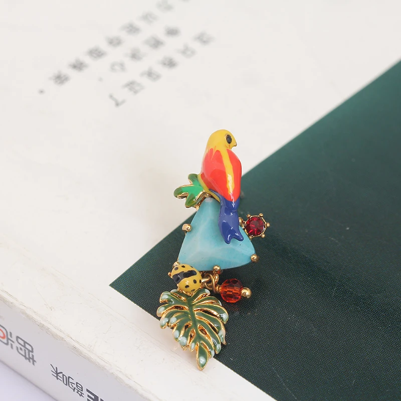 Эмаль Глазури Цвет Попугай Синий Сосна Ши Shuye Асимметрия Личности 925 Серебряная