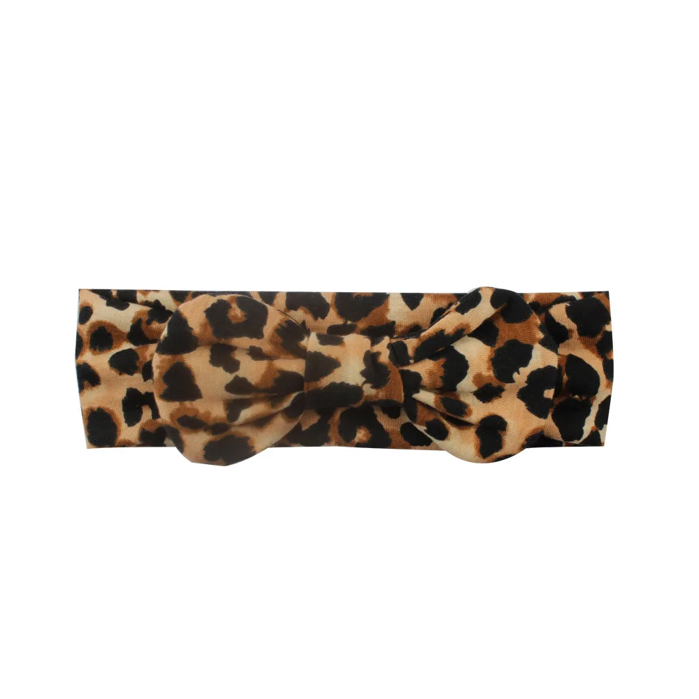 Wild Leopard Girls' Elastic Handmade Craft Fabric Bow Cheetah Headbands DIY Headwrap For Kids Bandeau Headwear Party | Детская