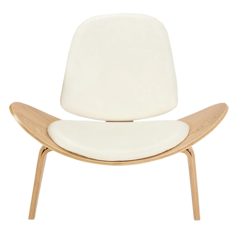 Hans Wegner стиль трехногий корпус стул пепельница фанера белая искусственная кожа Мебель для гостиной современный стул