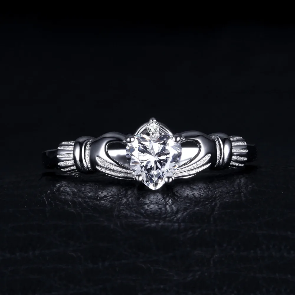 JewelryPalace Heart 0.7ct Irish Claddagh Sona Created Birthstone Promise Ring For Women 925 Sterling Silver Jewelry | Украшения и