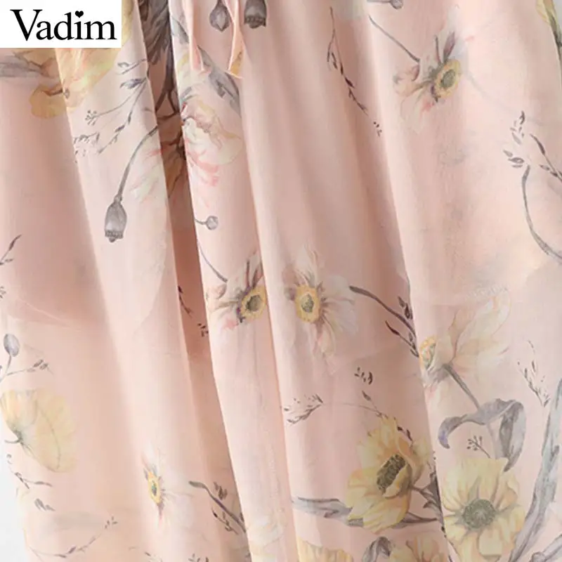 Vadim для женщин цветочный узор широкие брюки шнурок галстук эластичный пояс