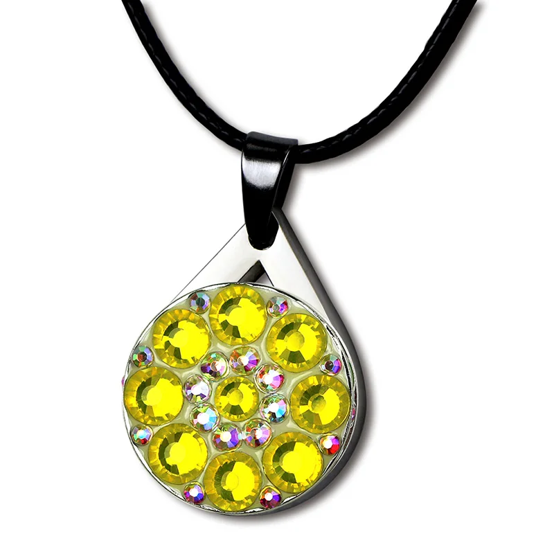 PINMEI Crystal Ball Mark комплекты колье для гольфа с черным хлопковым шнуром Bling Маркеры для гольфа Ожерелья Подарки для дамских / детских гольфистов