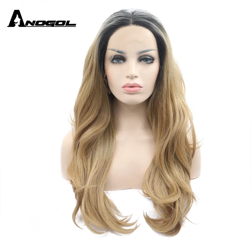 Аногол 180% Плотность высокотемпературное волокно черный Омбре блонд длинное тело