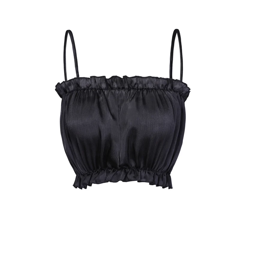 Кроп-Топ женский с рюшами модная пикантная пляжная одежда повседневный топ без